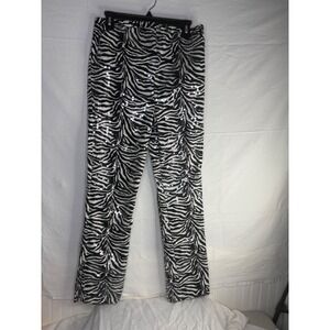 A Pea in the Pod Zebra Print Sequin Maternity Pants Black White Large